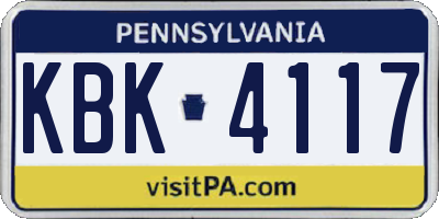 PA license plate KBK4117