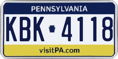 PA license plate KBK4118