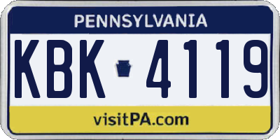 PA license plate KBK4119