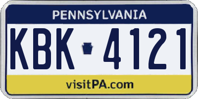 PA license plate KBK4121