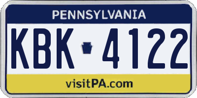 PA license plate KBK4122