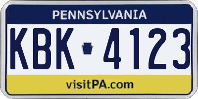 PA license plate KBK4123