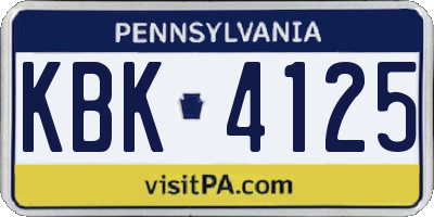 PA license plate KBK4125