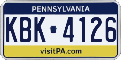 PA license plate KBK4126