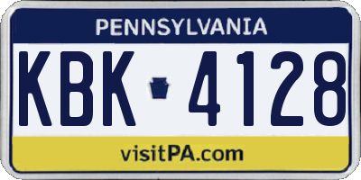 PA license plate KBK4128