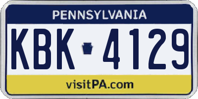 PA license plate KBK4129