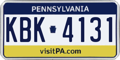 PA license plate KBK4131
