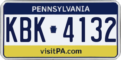 PA license plate KBK4132