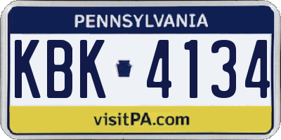 PA license plate KBK4134