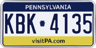 PA license plate KBK4135