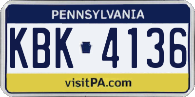 PA license plate KBK4136