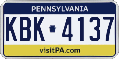 PA license plate KBK4137