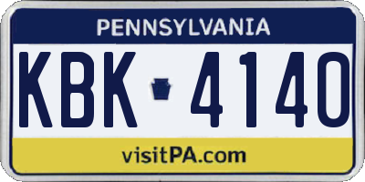 PA license plate KBK4140