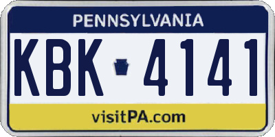 PA license plate KBK4141