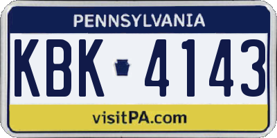 PA license plate KBK4143