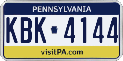 PA license plate KBK4144