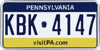 PA license plate KBK4147