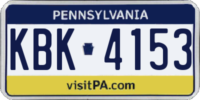 PA license plate KBK4153