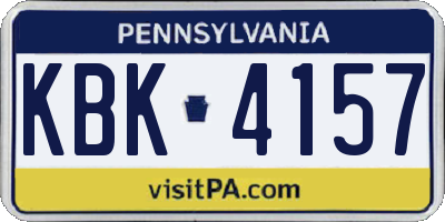 PA license plate KBK4157