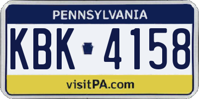 PA license plate KBK4158