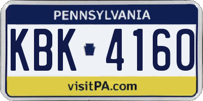 PA license plate KBK4160