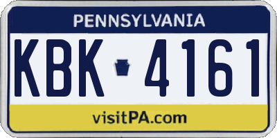 PA license plate KBK4161