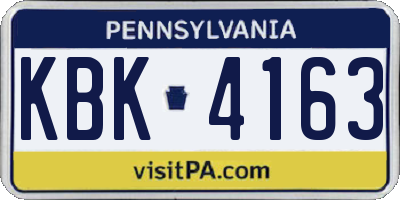 PA license plate KBK4163