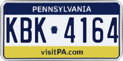 PA license plate KBK4164