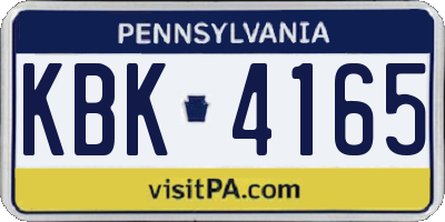 PA license plate KBK4165