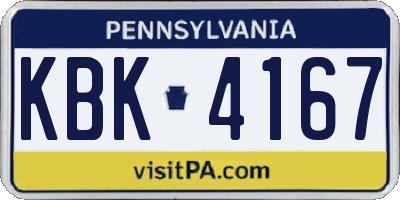 PA license plate KBK4167