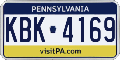 PA license plate KBK4169
