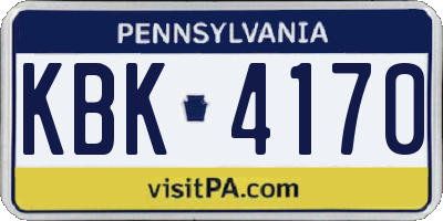PA license plate KBK4170