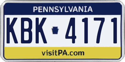 PA license plate KBK4171
