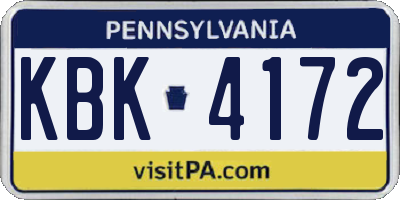 PA license plate KBK4172
