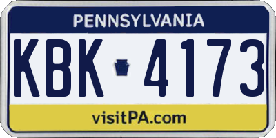 PA license plate KBK4173