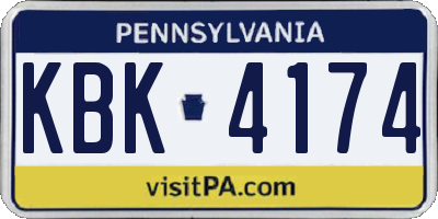 PA license plate KBK4174