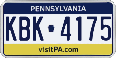 PA license plate KBK4175
