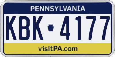 PA license plate KBK4177