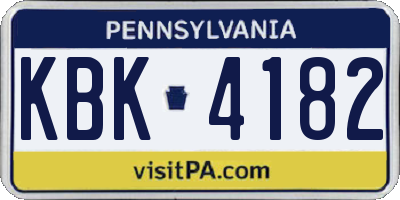 PA license plate KBK4182