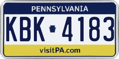 PA license plate KBK4183