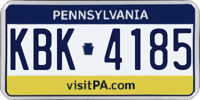 PA license plate KBK4185