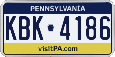 PA license plate KBK4186