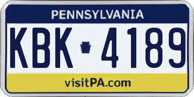 PA license plate KBK4189