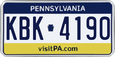 PA license plate KBK4190