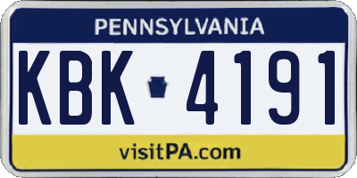 PA license plate KBK4191