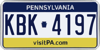 PA license plate KBK4197