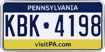 PA license plate KBK4198