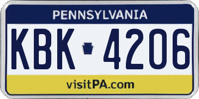 PA license plate KBK4206