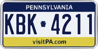 PA license plate KBK4211