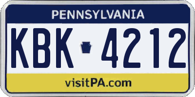 PA license plate KBK4212